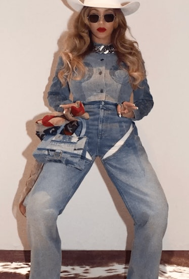 Beyoncé Is a High Fashion 'Cowboy Carter' In Cut-Out Jeans & Cropped Denim